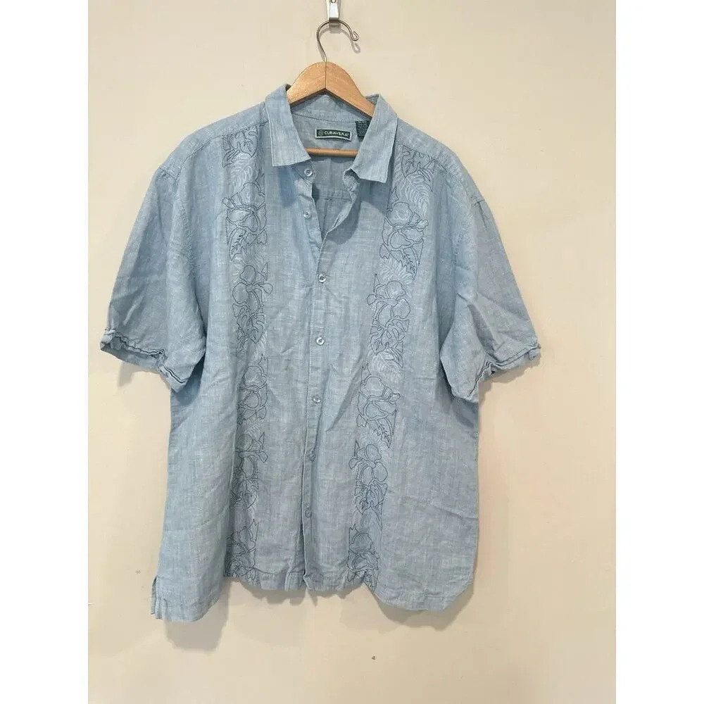 Cubavera MENS SIZE XL Embroidered Tropical Short Sleeve Button Down Shirt